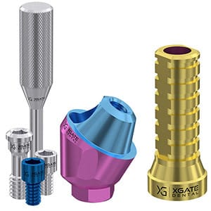 Set 30° angled multi unit abutment D-type with temporary sleeve