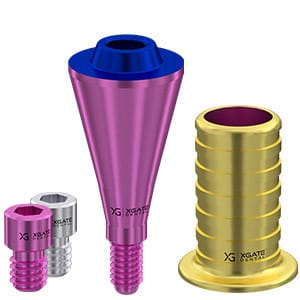 Set straight multi unit abutment V-type Conical Mini with sleeve 6.0 mm