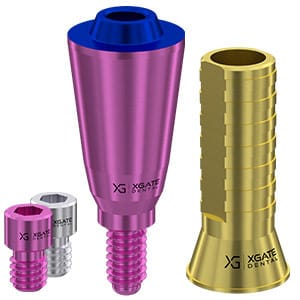 Set straight multi unit abutment V-type Conical Regular with temporary sleeve
