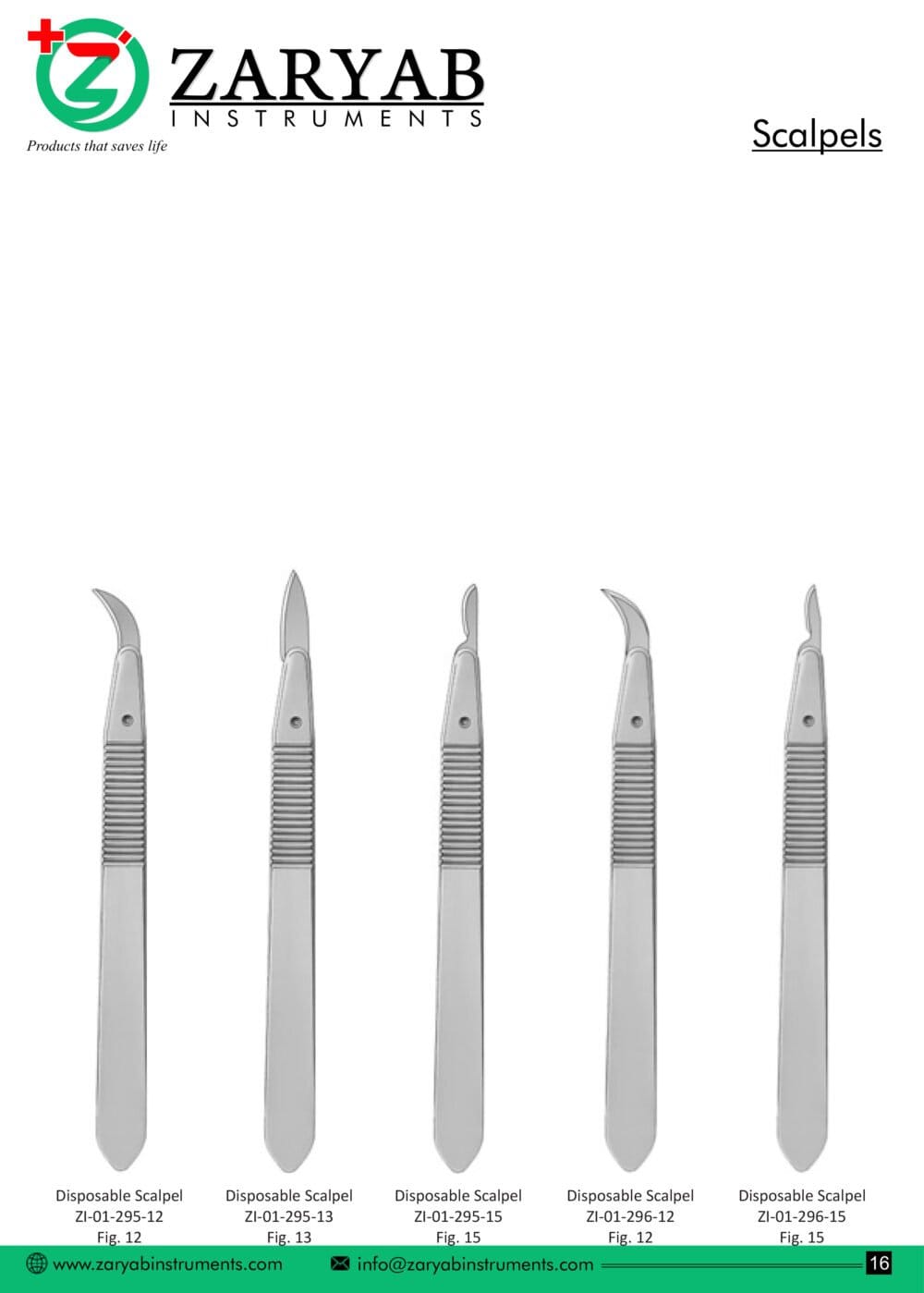 Scalpels – Zaryab Instruments, Skalpelle und Zubehör