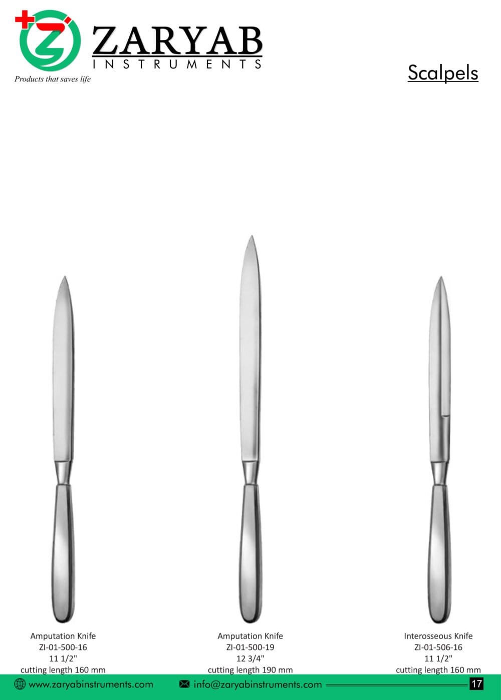 Scalpels – Zaryab Instruments, Skalpelle und Zubehör