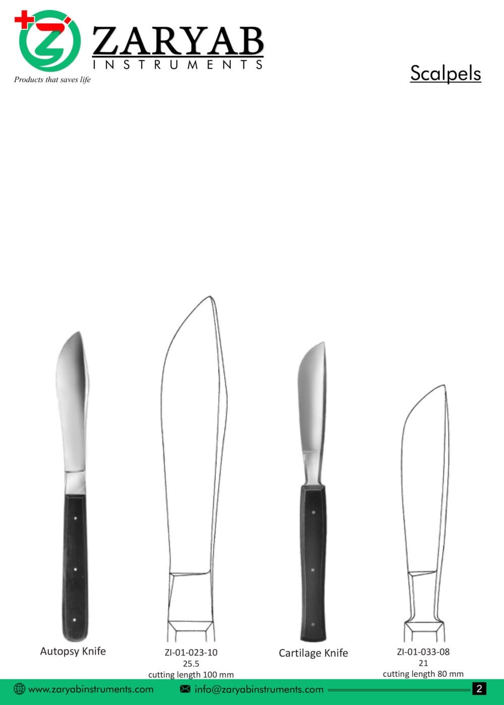 Scalpels – Zaryab Instruments, Skalpelle und Zubehör